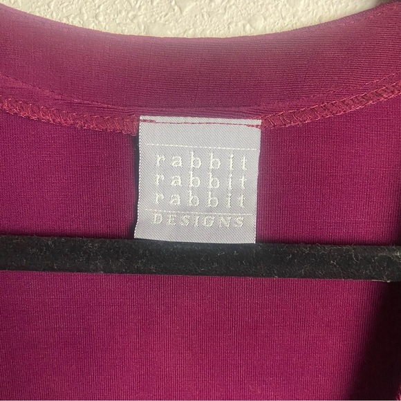 Rabbit Rabbit Rabbit Size 12 Duster Cardigan Burgundy Slinky Strech Long Vintage - Picture 4 of 7